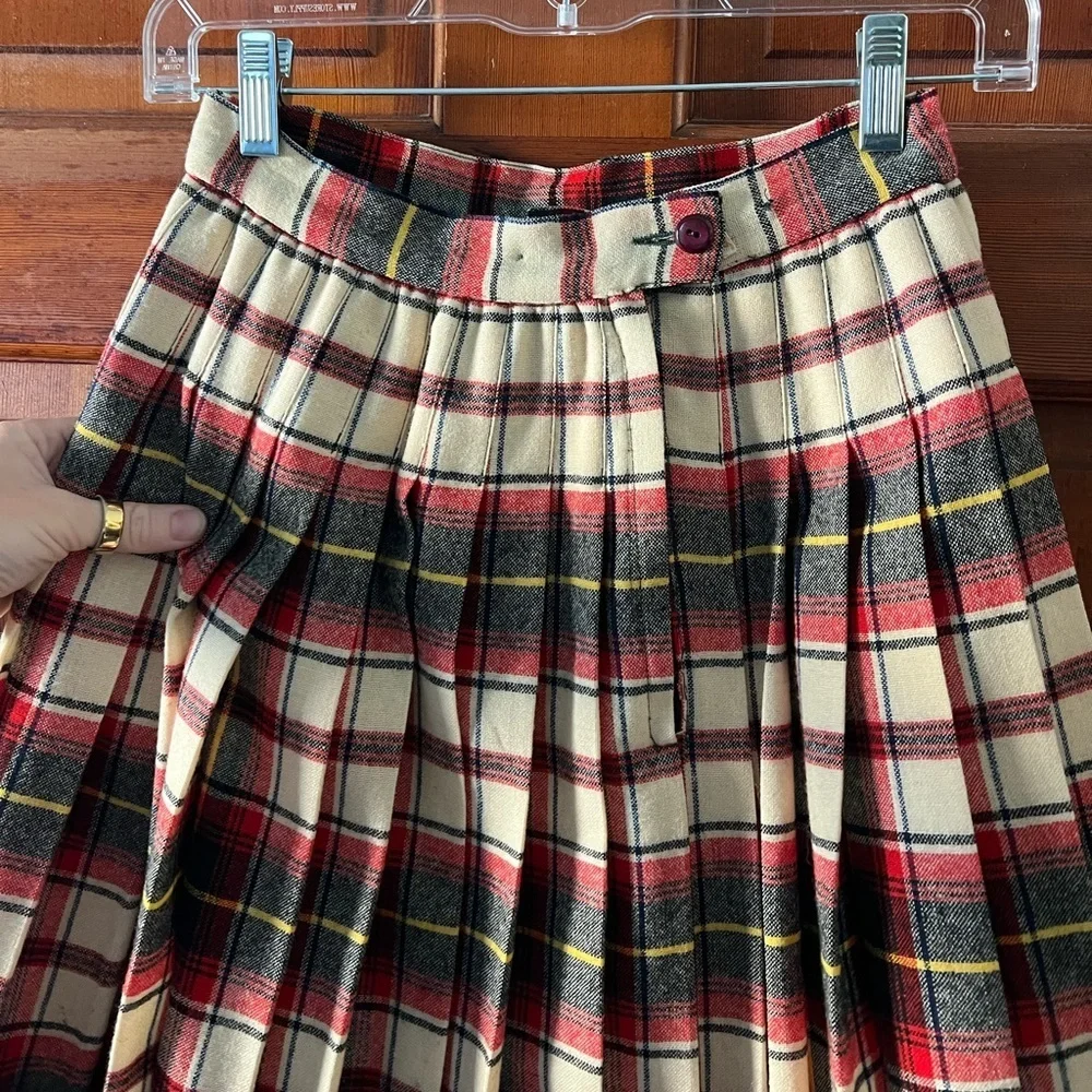 Vintage Pendleton Plaid Wool Pleated Skirt Girls 12 XXS Tartan Made in USA